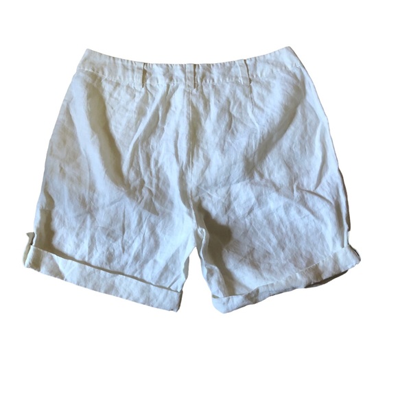 Eileen Fisher | Organic Linen White City Shorts Size 6 - Picture 5 of 10